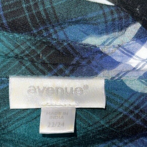 Avenue Womens Plus Size 22/24 Plaid & Paisley Button-Up Tunic Shirt - Picture 4 of 8